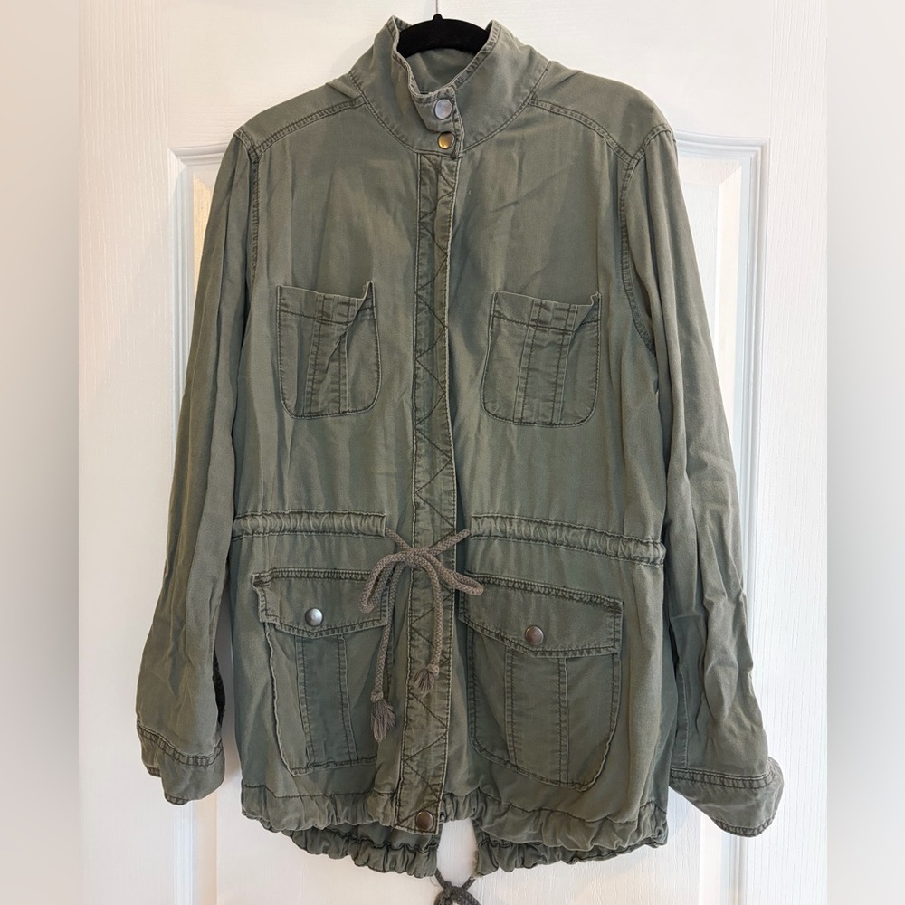 Nordstrom Green Utility Jacket with Drawstring